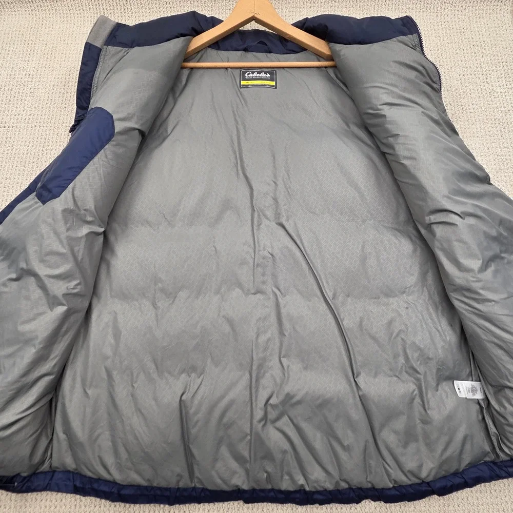 Cabelas 650 Down Puffer Vest Navy Blue Full Zip Ripstop‎ 984959 Mens 3XL Tall